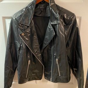 Faux leather crop jacket